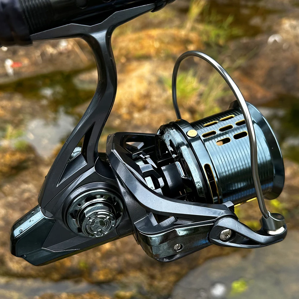 Carrete de pesca giratorio grande, relación de engranaje de alta velocidad 4,8:1, resistencia máxima, marco de Metal duradero de 20KG para pesca en agua dulce/salada - imagen 5