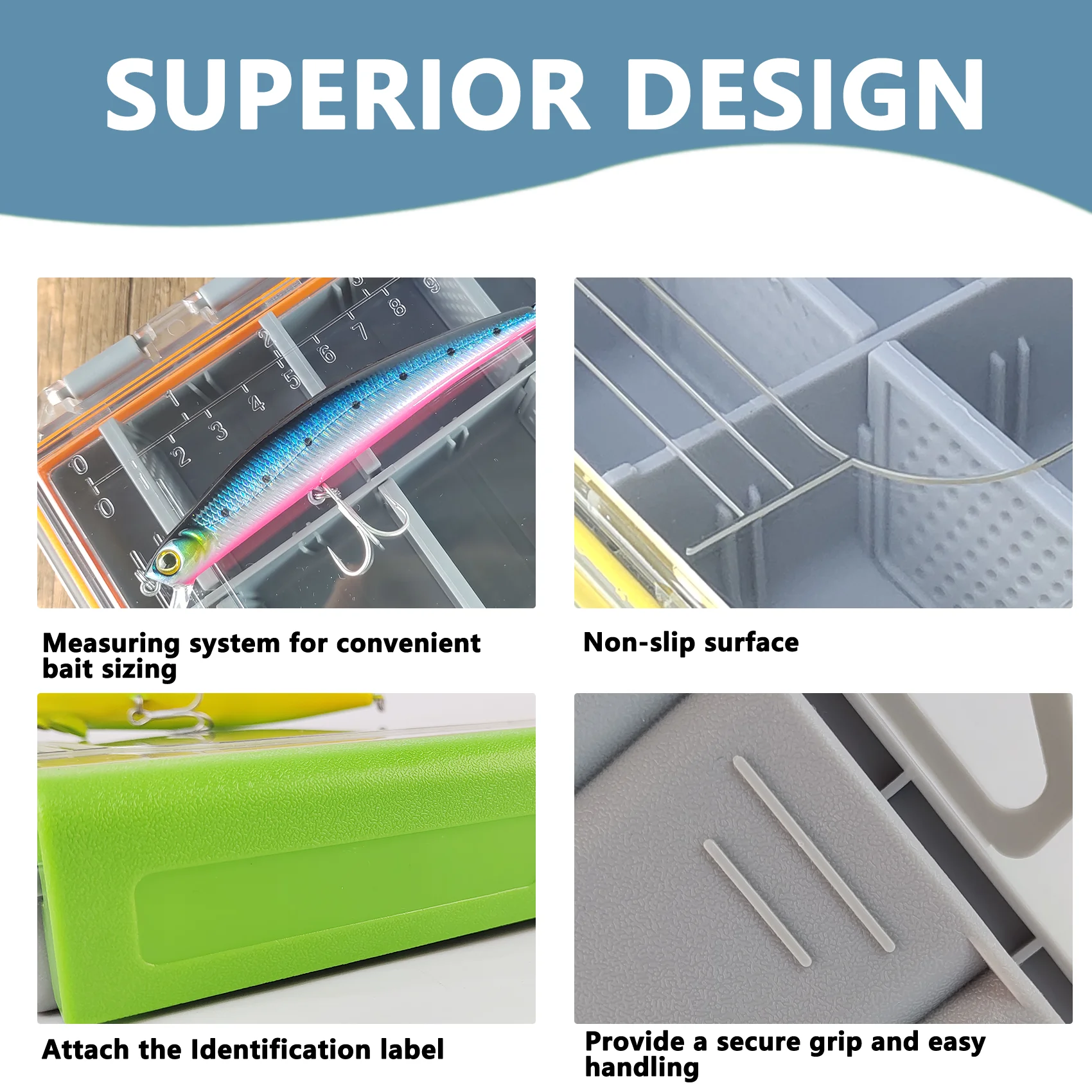 Aventik-caja organizadora de aparejos de pesca impermeable, divisores extraíbles, señuelo resistente y almacenamiento de aparejos terminales, diseño portátil - imagen 5