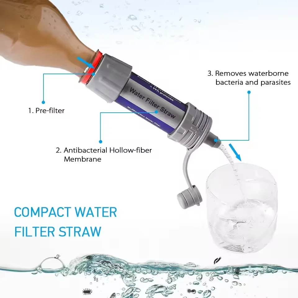 Purificador de agua portátil para acampar, supervivencia de emergencia, viajes, sistema de filtro de agua puro, purifica la fuente de agua en adelante - imagen 5