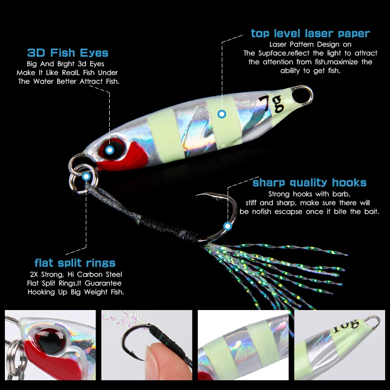 LETOYO-Micro Plantilla de Metal para pesca de lubina, cebo falso giratorio, cucharas de trucha marrón, señuelo de Pesca de Mar Jigging, 7g, 10g - imagen 4