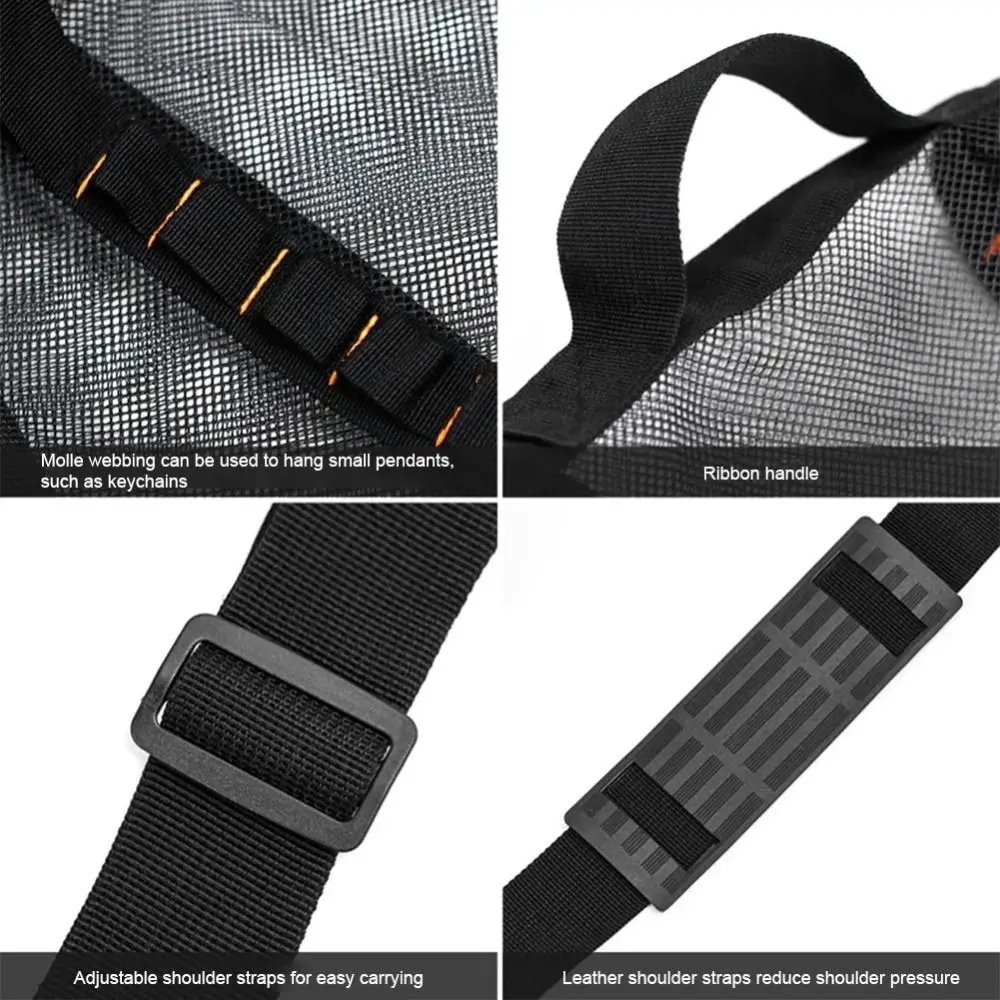 Bolsa de buceo de malla plegable, correa ajustable para el hombro, bolsa de viaje de malla transpirable, bolso ligero, bolsa de gimnasio de playa de gran tamaño para natación - imagen 4