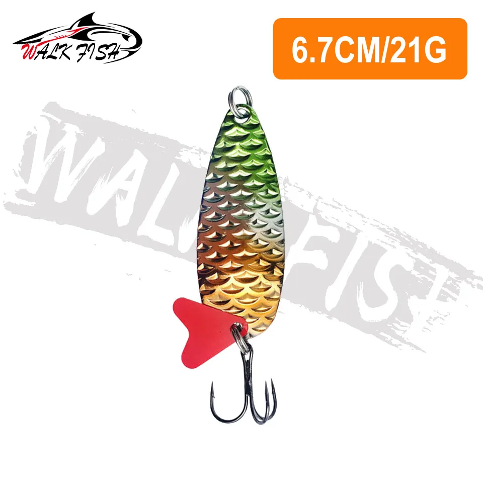 WALK FISH 16g 18g 21g 25g 28g 32g cuchara giratoria de Metal señuelo de pesca cebos duros lentejuelas ruido Paillette anzuelo triple aparejos de pesca - imagen 4