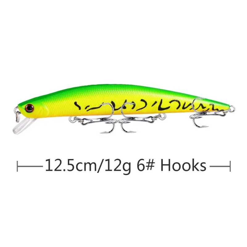 Señuelos de pesca Minnow, cebos duros Wobbler, Crankbaits, señuelo artificial para lubina, aparejos de pesca de Lucio, 12,5 cm, 12,5G, 1 pieza - imagen 5