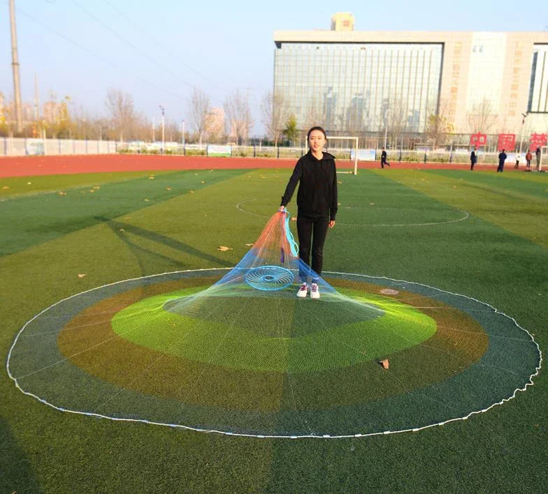 Lawaia red fundida con colgante de acero para exteriores, línea trenzada, red de pesca con anillo azul de plástico grande, 3m - imagen 3