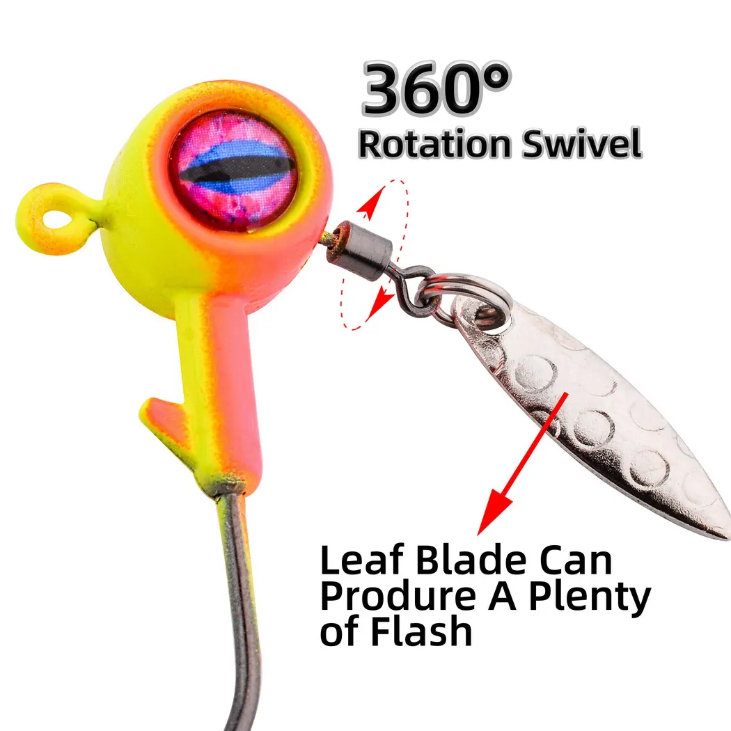 50 Uds anzuelo con cabeza de anzuelo 1,75g 3,5g 5g 7g 10g anzuelo de pesca giratorio lentejuelas plantilla señuelo cucharas de Metal cebos para aparejos de pesca de gusano blando - imagen 5
