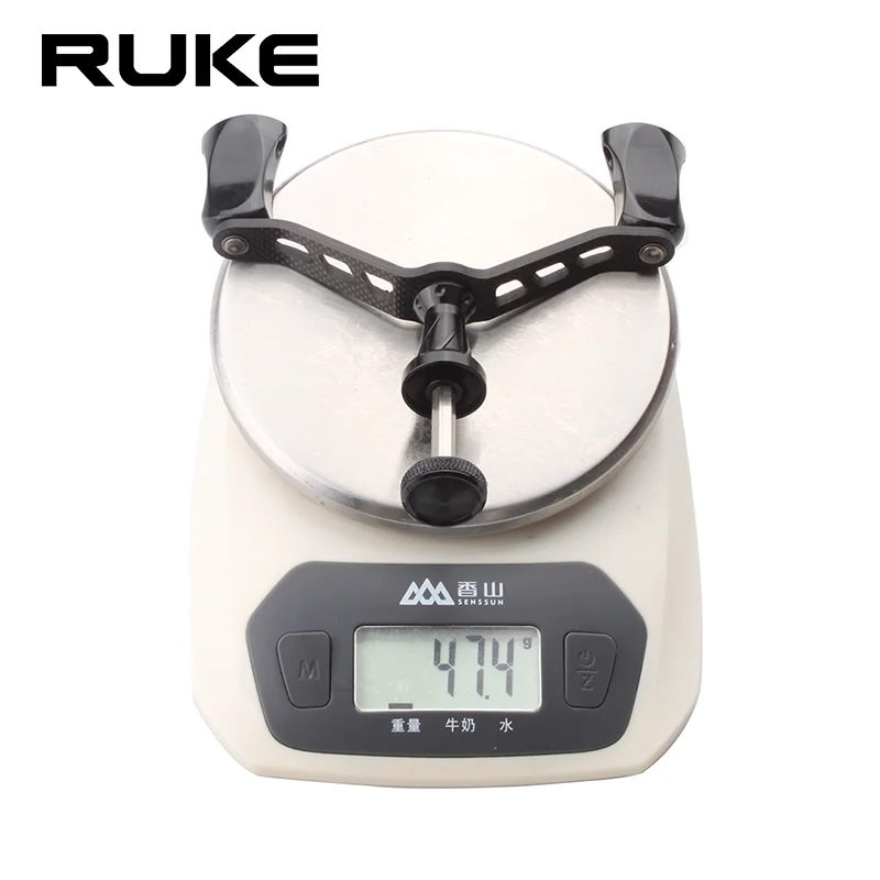 Ruke mango de pesca de fibra de carbono con perilla de aleación, eje de 6 ángulos para carrete giratorio tipo D, accesorio de pesca DIY, mango doble, 1 unidad - imagen 4