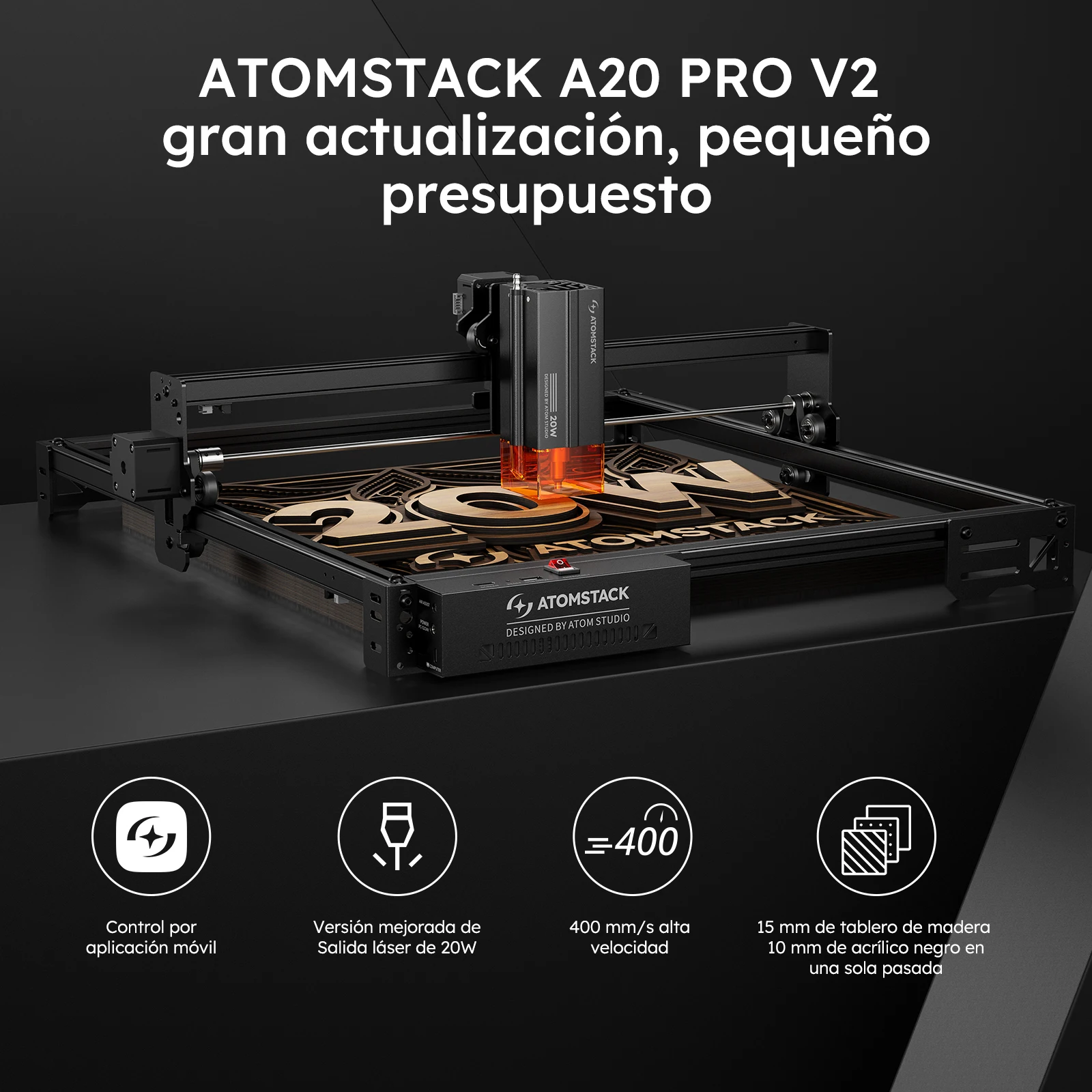 Atomstack Grabador Láser 20W – Alta precisión para madera y metal - imagen 3