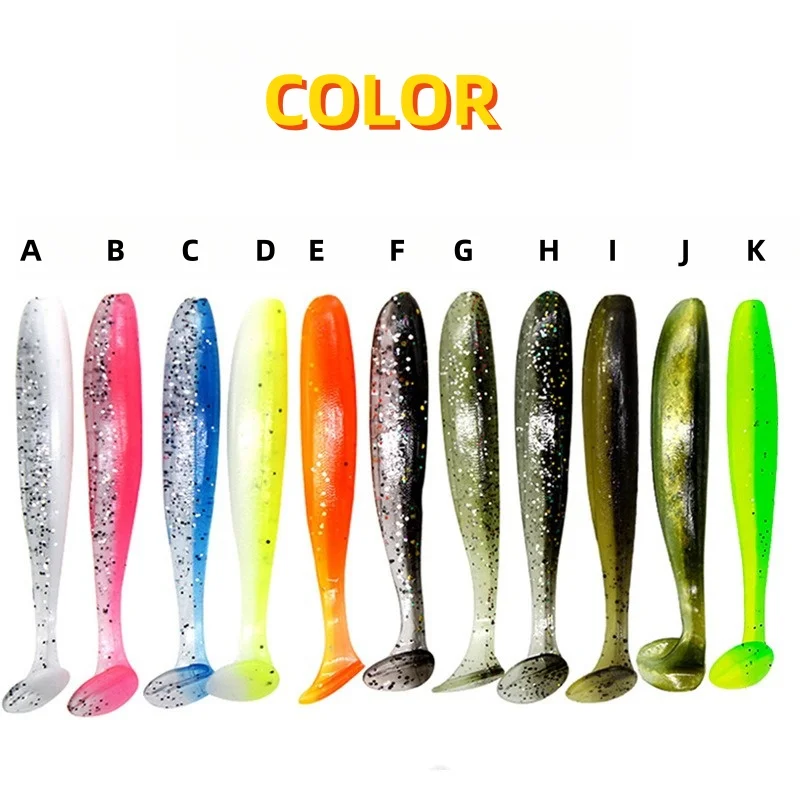 30 Uds cola en T de silicona Color mezclado gusano suave 55mm 1,2g cebo señuelo de pesca Artificial Wobbler Swimbait aparejos de pesca de agua dulce marina - imagen 3