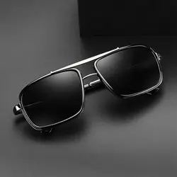 Gafas de sol retro rectangulares – Doble puente con marco metálico