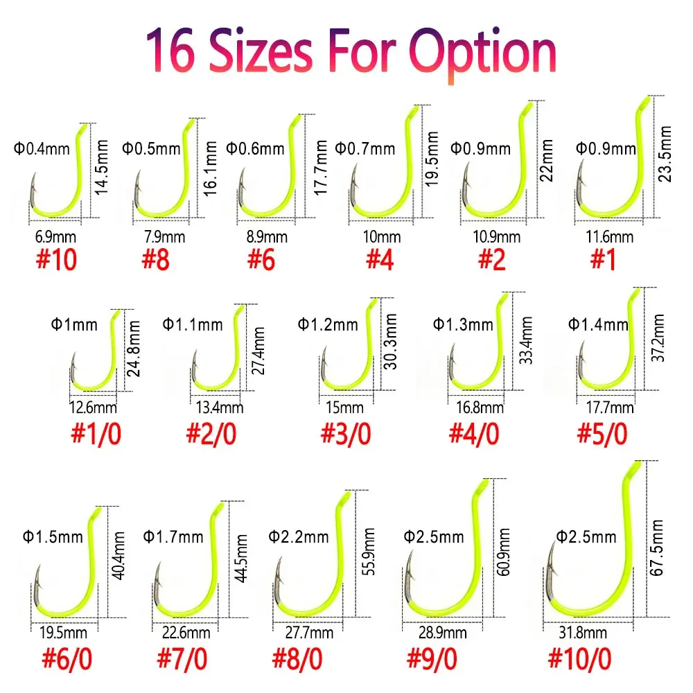 Bimoo-gancho luminoso de pico de pulpo, accesorio resistente a agua dulce y salada, UV Offset, punto extralargo, #10 ~ #10/0 - imagen 3