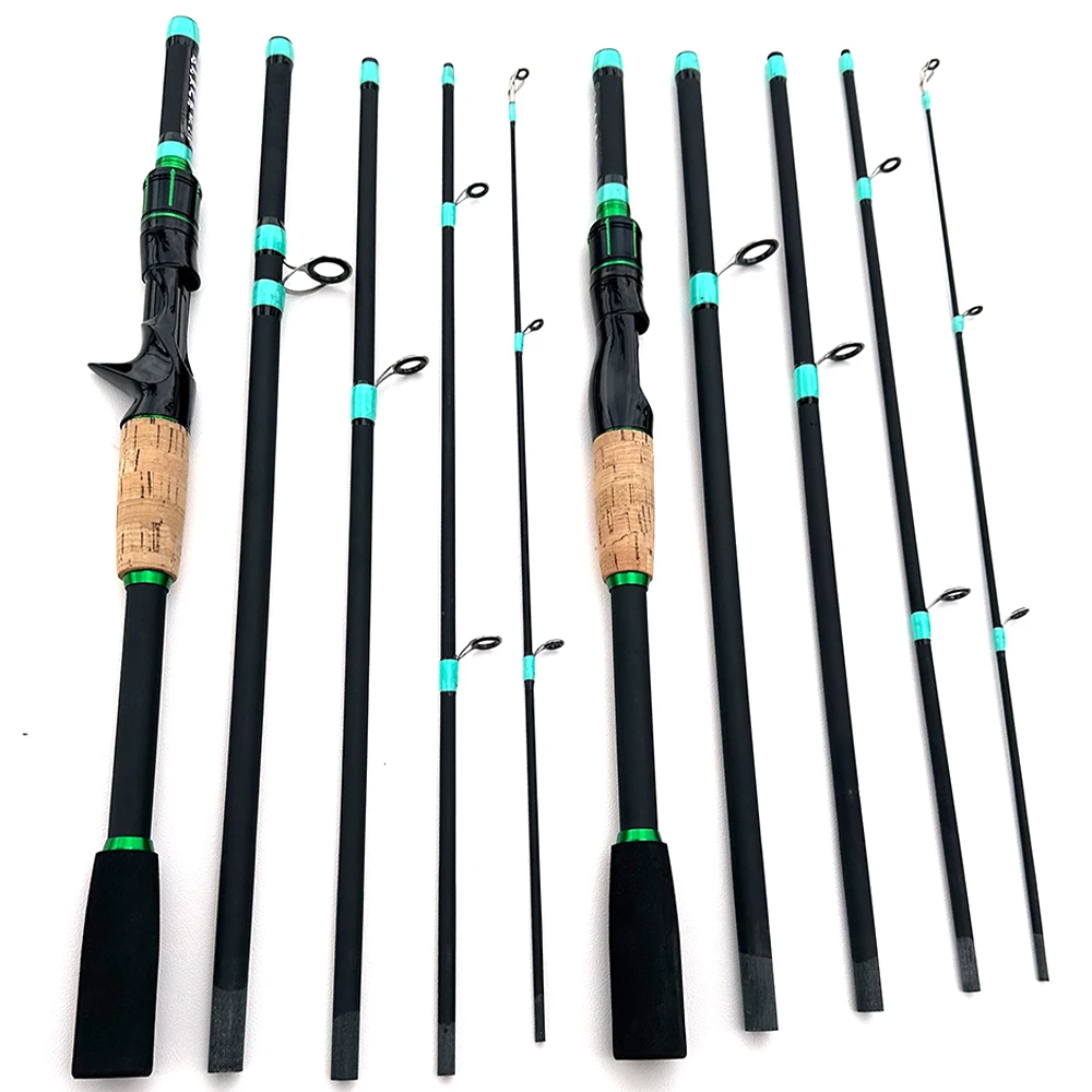 Cañas de pescar con señuelo, 4/5 secciones, 1,8 M/2,1 M, mano giratoria/fundida, cuerpo de fibra de carbono ultraligero, caña de viaje para barco, peso de cebo 3,5g-14g - imagen 2