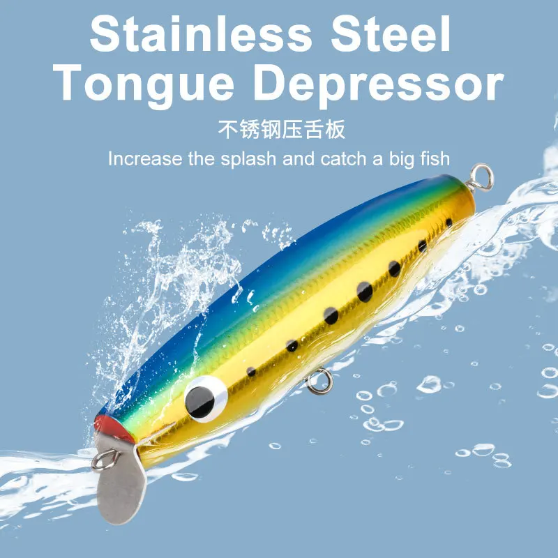 WD133 ± 90g/19,5 cm señuelo Popper de madera hecho a mano pesca en el mar ceboTopwater Swimbait GT superficie duradera Popping Jigging señuelo - imagen 4