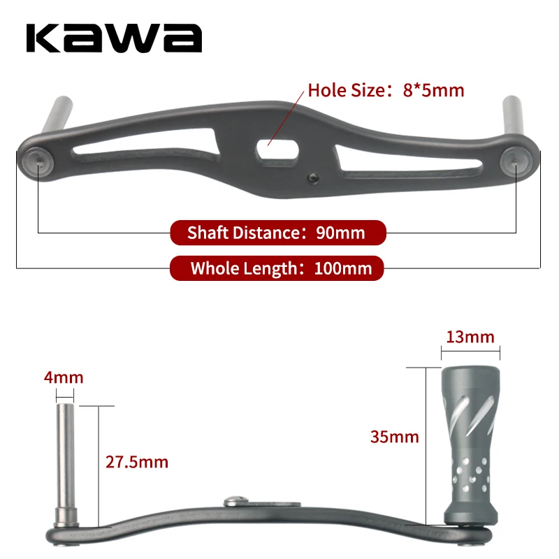 Kawa promoción carrete de pesca mango de Metal perilla de aleación longitud 100mm para Ab/Dai/Shi carrete de pesca de fundición accesorio de aparejos DIY - imagen 4