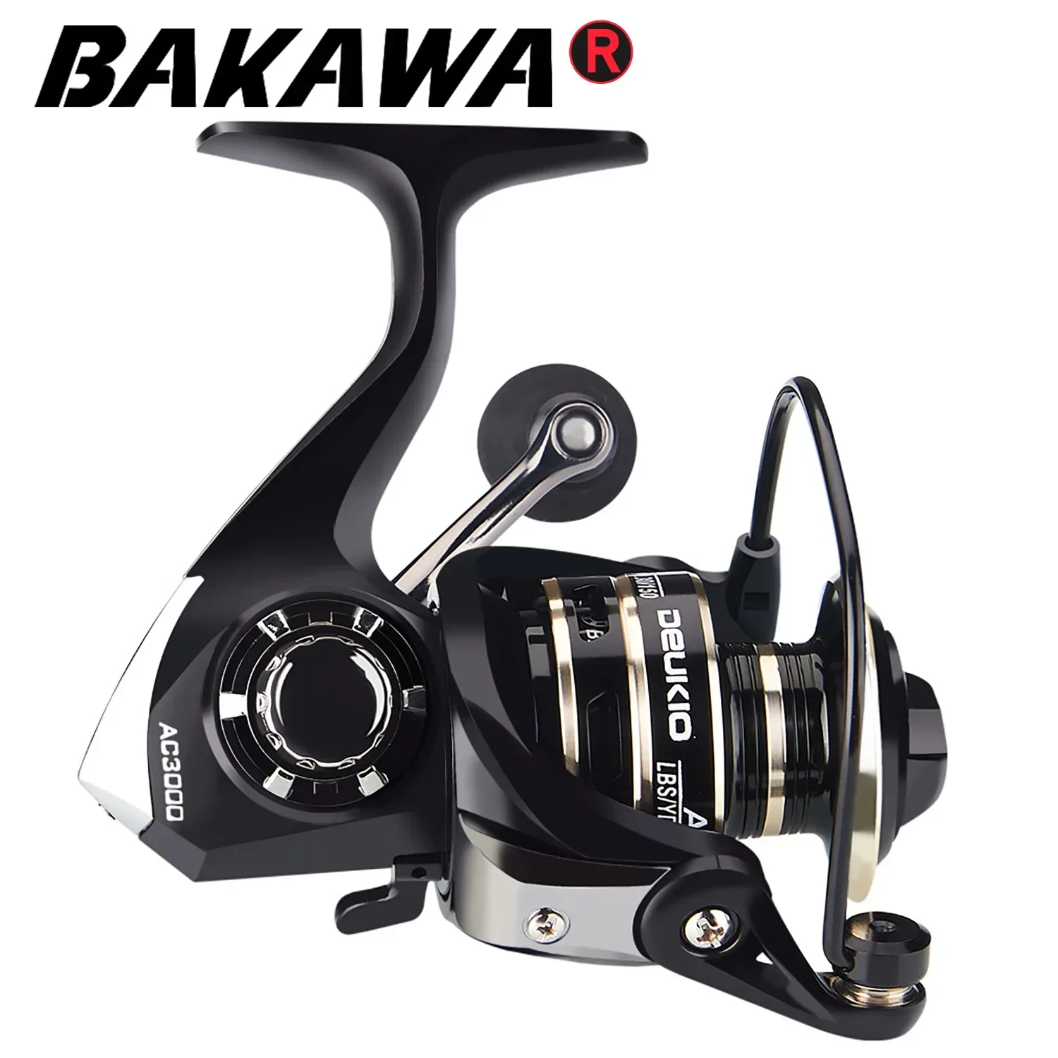 BAKAWA-carretes giratorios de acero inoxidable, Carrete de arrastre máximo de 12KG, rueda de Pesca de Metal 5,2: 1, bobina de agua salada para accesorios - imagen 2