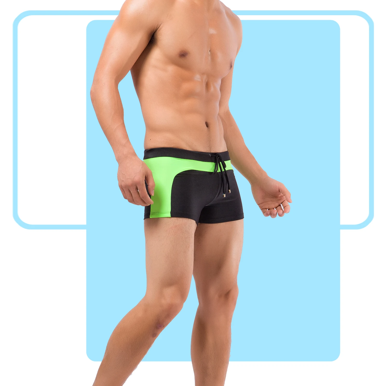 Shorts de baño hombre secado rápido cintura baja boxer con cordón - imagen 2