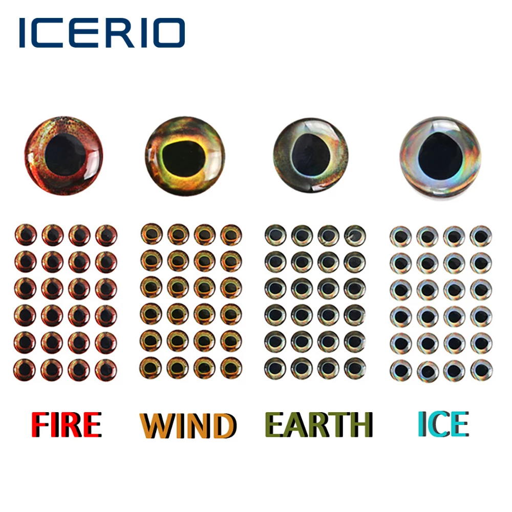 ICERIO 200 Uds 3D simulación viva ojos de pez epoxi pesca con mosca Crankbait Minnow DIY señuelo de pesca Material tierra viento fuego hielo