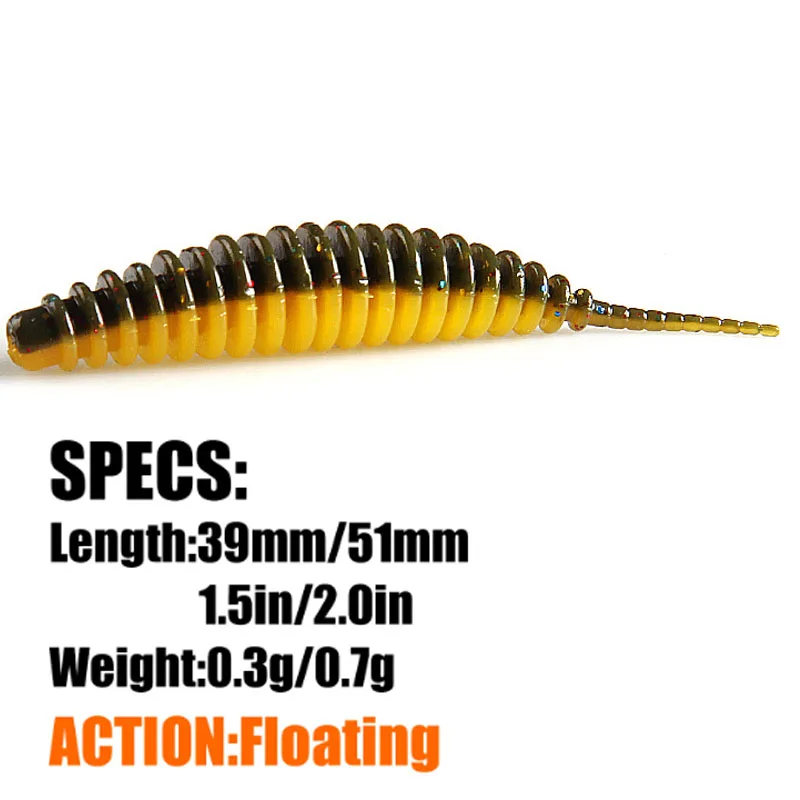 10pcs Floating Worm Bait Soft Tanta 35/49/65mm Fishing Lures Pesca Carp Fishing Bass Lure Lsca Artificial Bait Accessories - imagen 4