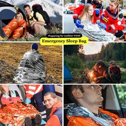 Saco de dormir impermeable para pesca y acampada con manta Mylar