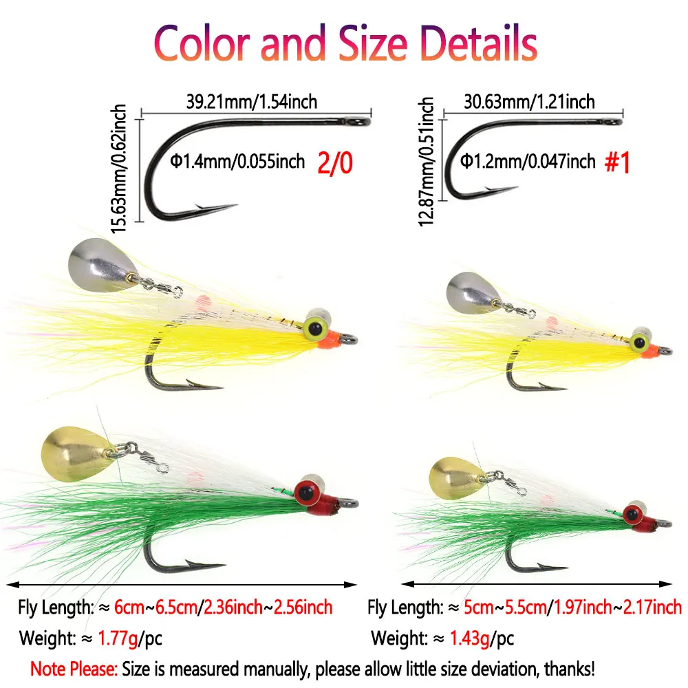 4 piezas # 1 2/0Clouser pececillo profundo con señuelo cuchara lentejuelas Bucktail Baitfish Streamer mosca Lucio trucha lubina señuelo de pesca de agua salada - imagen 4