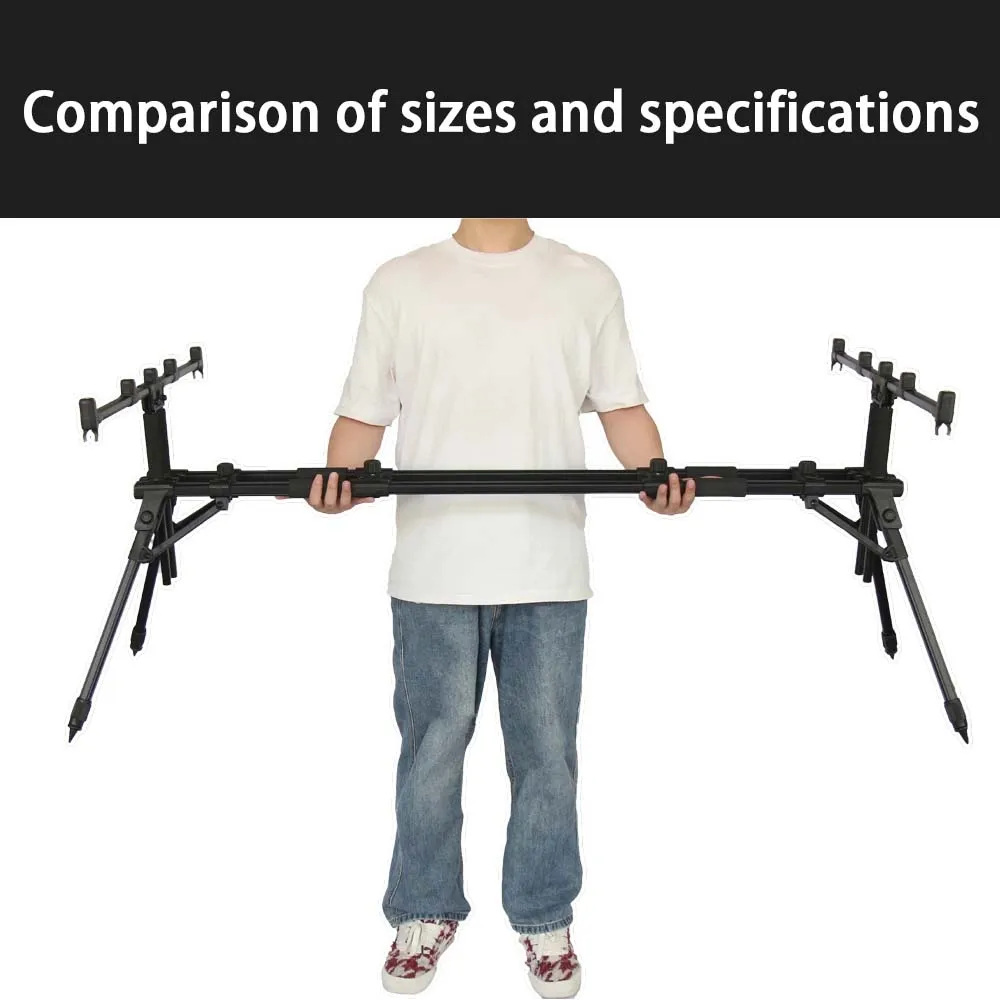 JSFUN barra paralela torreta de cinco cabezas caña de pescar de carpa soporte plegable soporte de varilla ajustable y retráctil - imagen 5