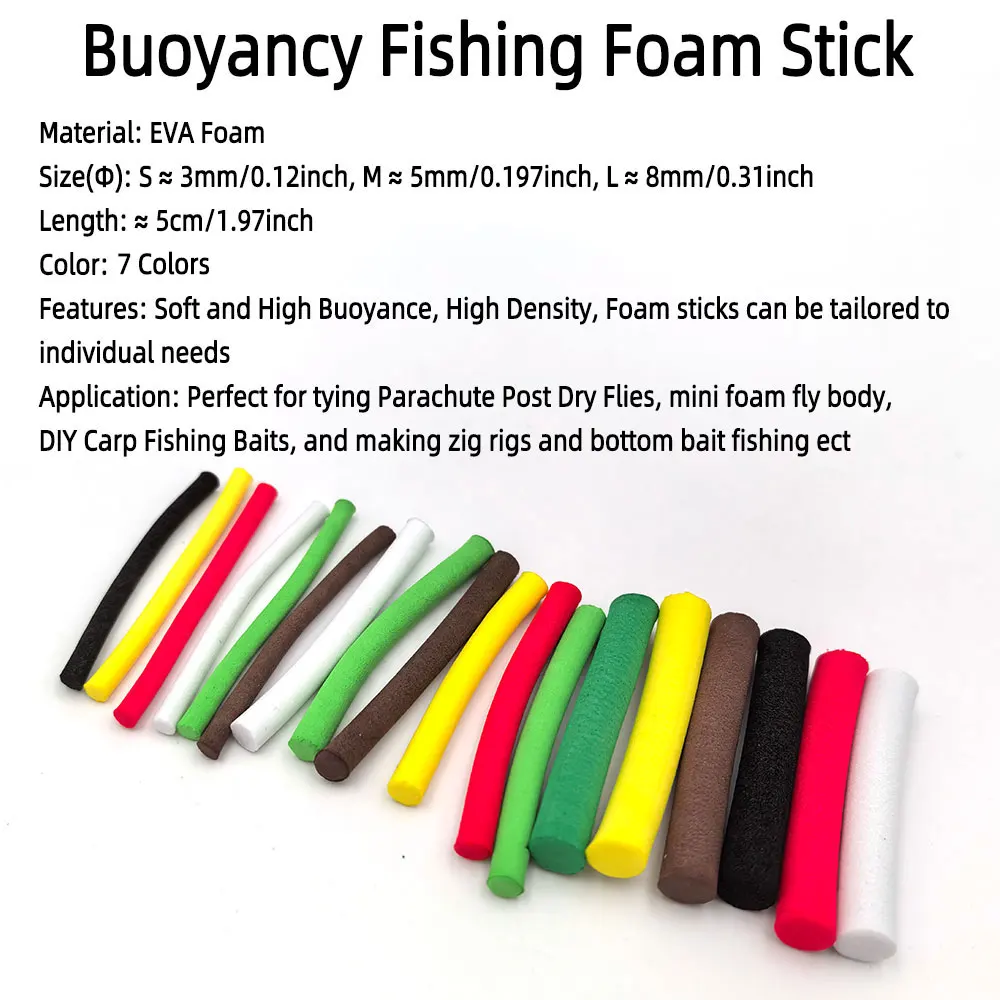12 Uds., 3mm, 5mm, 8mm, flotador, palo de espuma para pesca, paracaídas, moscas secas, espuma emergente y Zig, espuma de cilindro suave, anzuelo de pesca de carpa - imagen 4