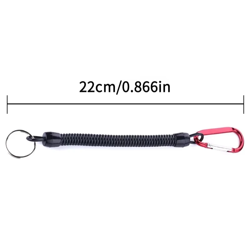 Cordones de pesca tácticos retráctiles, cuerda elástica de resorte con mosquetón para acampar, llavero de teléfono antipérdida, cuerda de pesca, 5 uds. - imagen 4