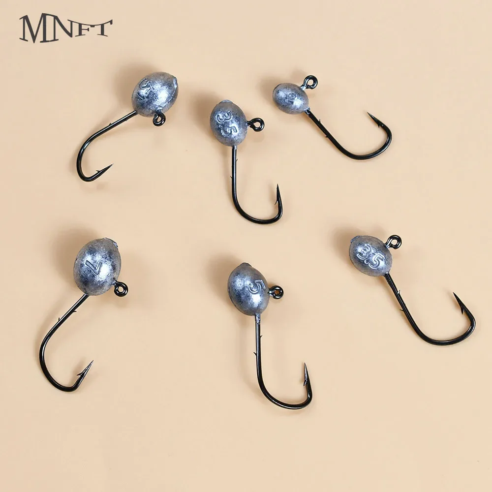 MNFT 12 unids/caja anzuelo Mustad con forma de huevo 2g 3,5g 5g 7g cabeza de plomo doble púas anzuelo para pesca en agua salada y agua dulce