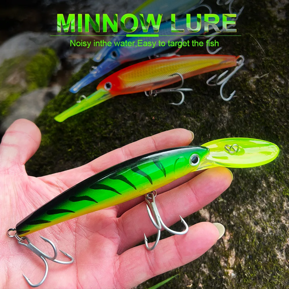1 Uds señuelo Minnow 19,5 cm 48,5g Wobblers señuelo de pesca buceo profundo cebo duro Artificial barco de curricán pesca de mar lubina señuelo de Lucio - imagen 4