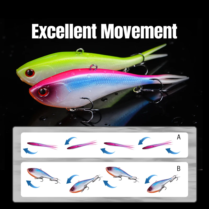 THORFORCE 130MM 60G Soft Plastic Fishing Lures - Sinking Silicone VIB Crankbaits & Swimbait for Bass Fishing - High-Quality Arti - imagen 5