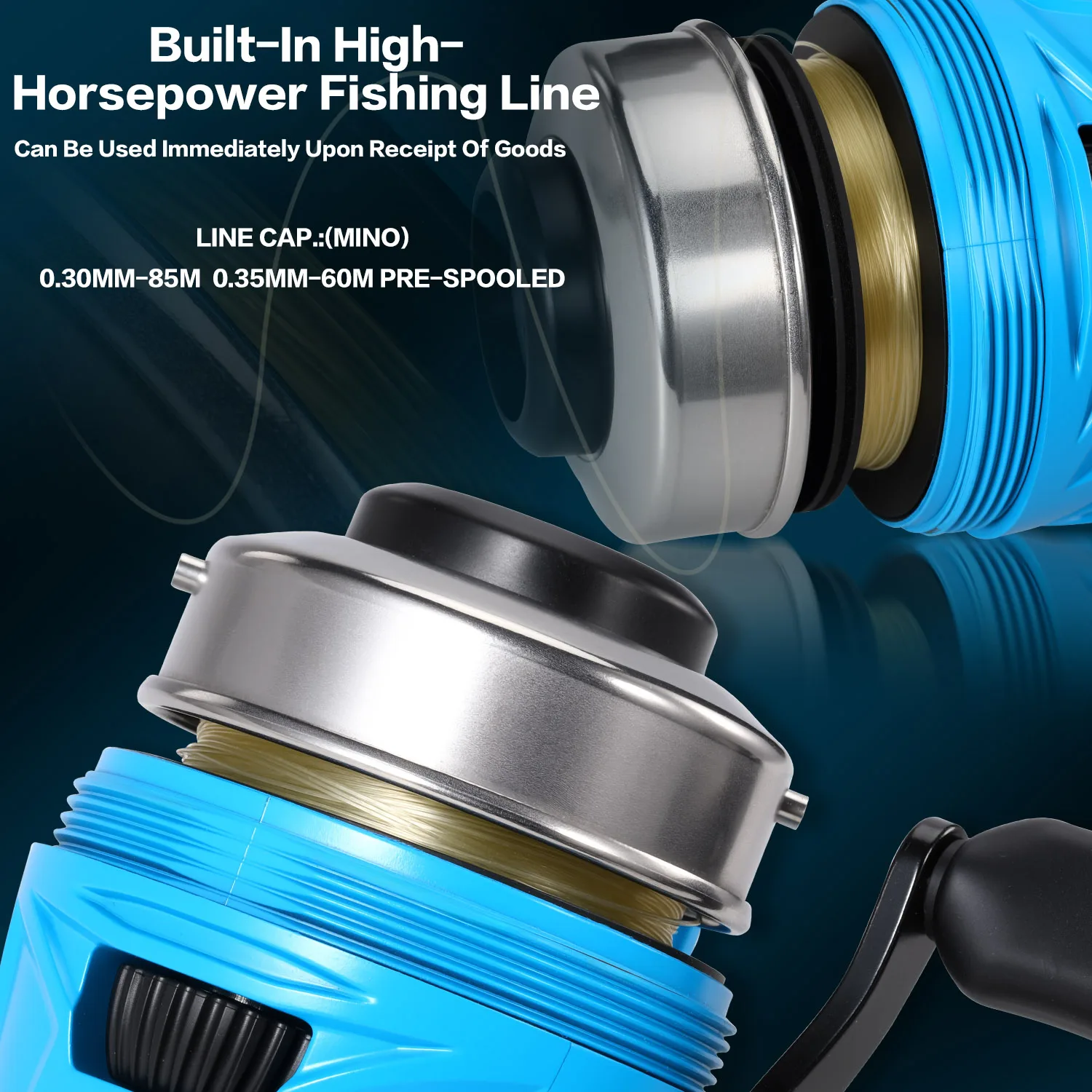Carrete Spincast Sougayilang – Manivela intercambiable y línea nailon - imagen 3