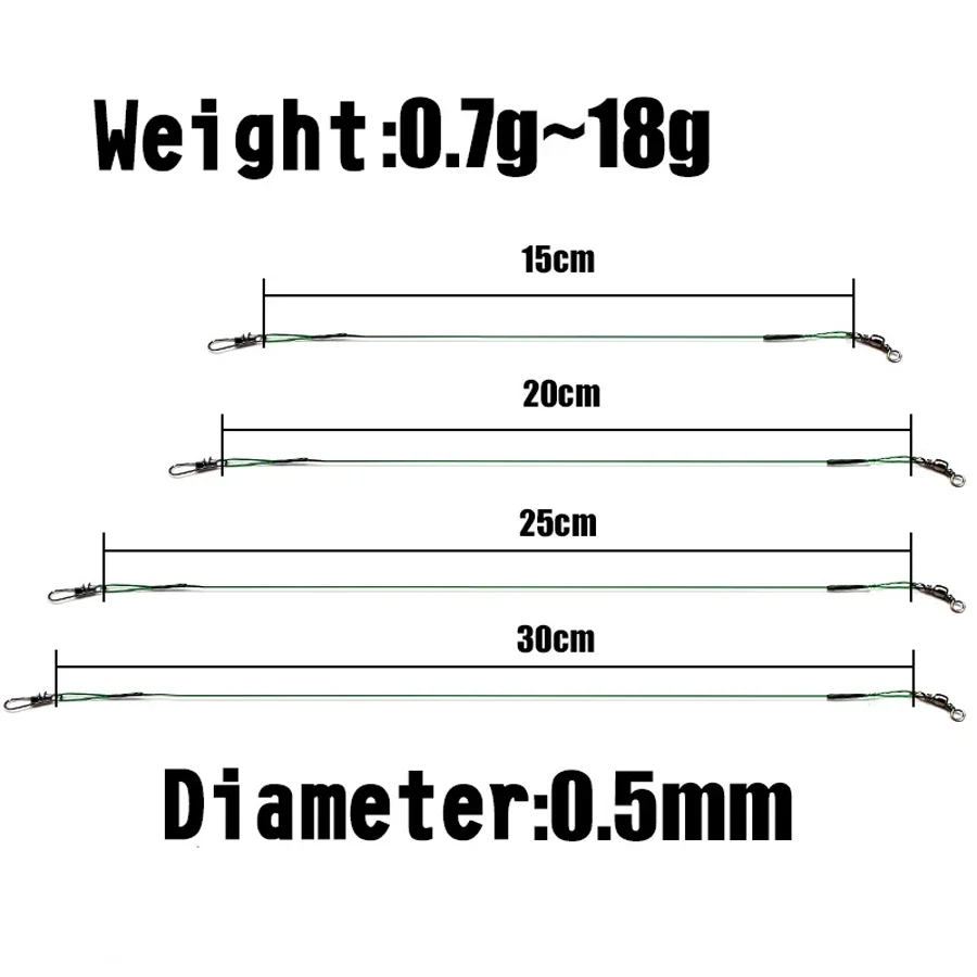 50 Uds. Línea de pesca de acero con señuelo puro, línea de alambre trenzado, línea antimordida, aparejos líder giratorios de choque, correa cónica, giratorios a presión - imagen 4