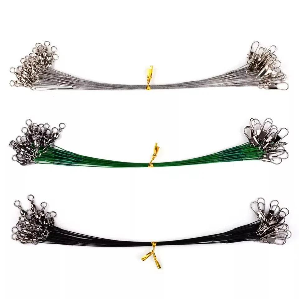 WALK FISH-sedal de pesca de acero antimordida, 20 piezas, 15-30cm, señuelo, alambre antimordida, líder, Pin giratorio, alambre de plomo de acero suave, accesorio para Lucio - imagen 2