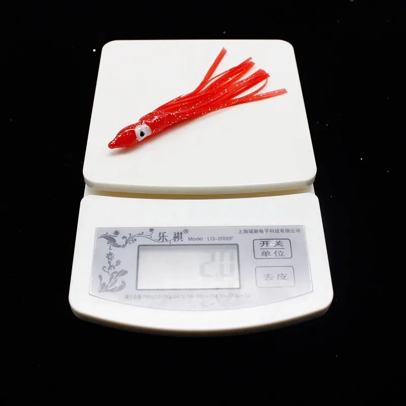 6 unids/lote 9cm juego de Señuelos de Pesca luminosos cebos de pulpo Combo falda de calamar señuelo cebo de curricán Color aleatorio Señuelos de Pesca luminosos - imagen 4