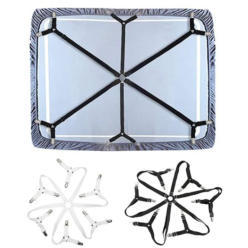 Soporte de sábanas elástico ajustable, 12 Clips, Clip para colchón, sujetadores, cubierta, mantas, pinzas de correa de fijación antideslizantes, negro/blanco - imagen 4