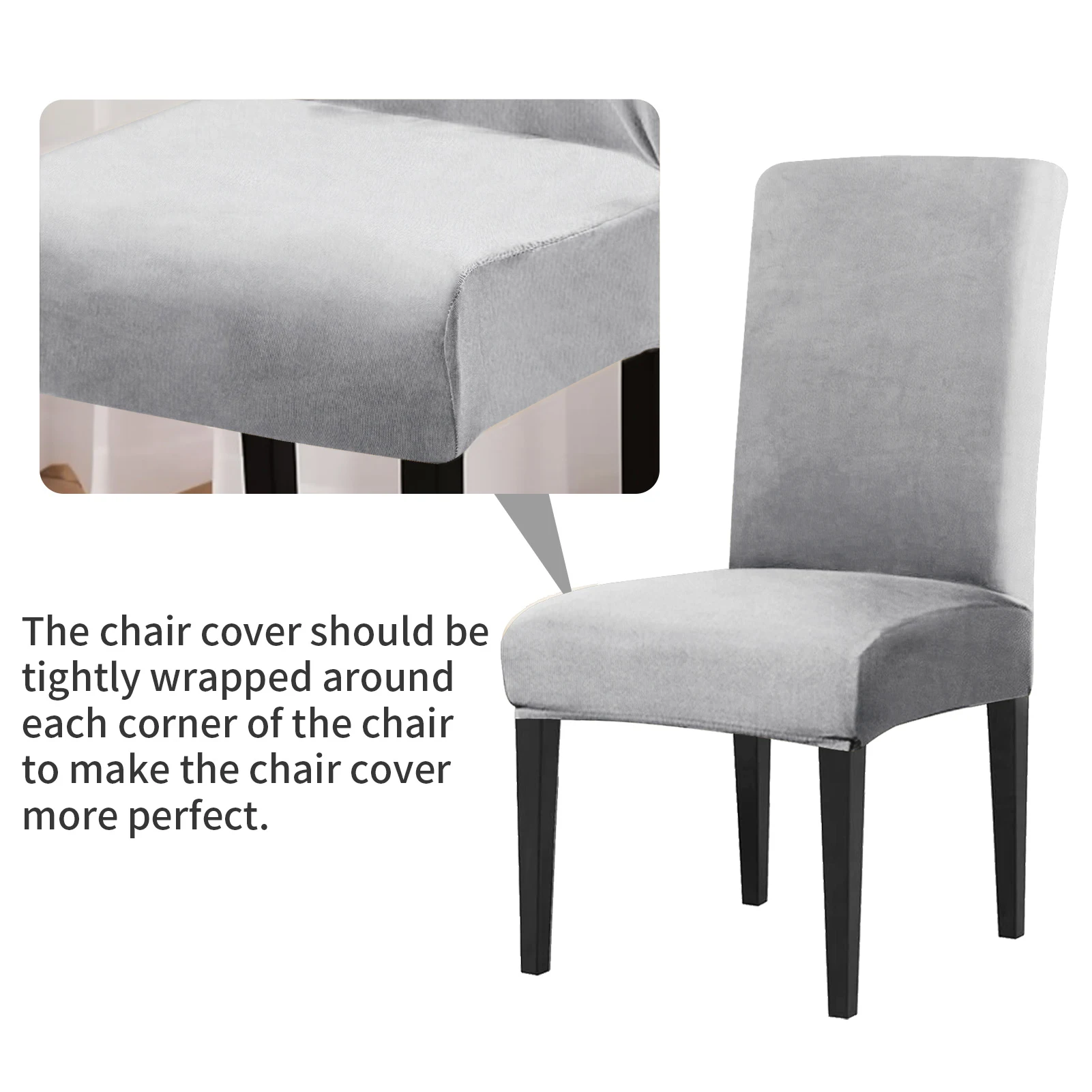 Funda de tela de terciopelo para silla, fundas para sillas Parsons súper suaves para comedor, lujosas fundas para asientos de oficina elásticas para banquete, 4/8 Uds. - imagen 4