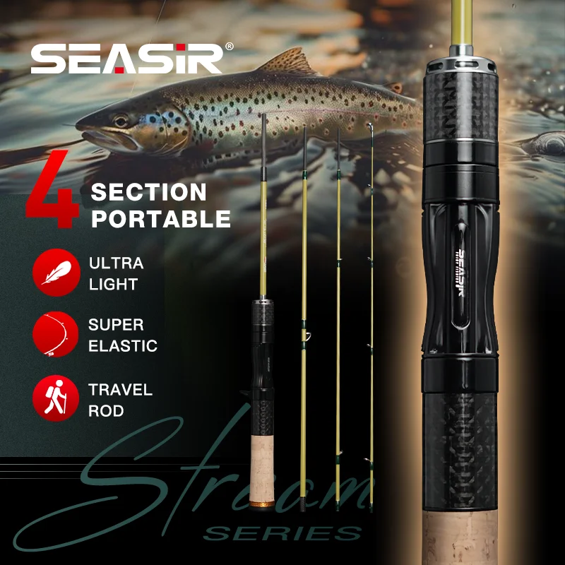 SEASIR varilla de pesca viaje multisección BFS fibra carbono ligera