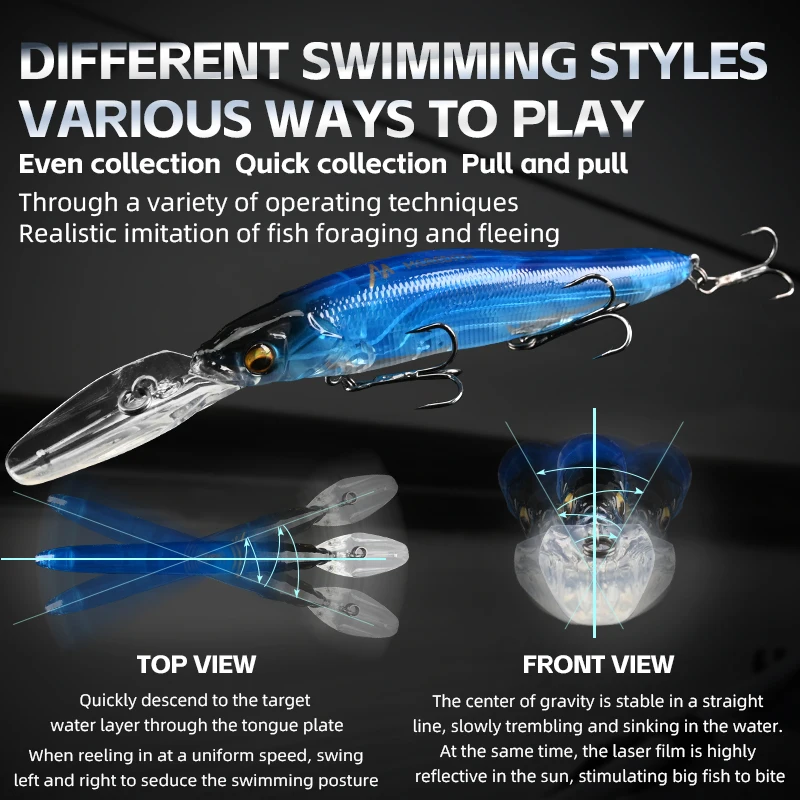 Señuelos de pesca MEREDITH Minnow Wobbler, cebo duro Artificial de 110mm, profundidad de 0-3m, cebos Jerk Bass Pike, hundimiento lento o flotación - imagen 3