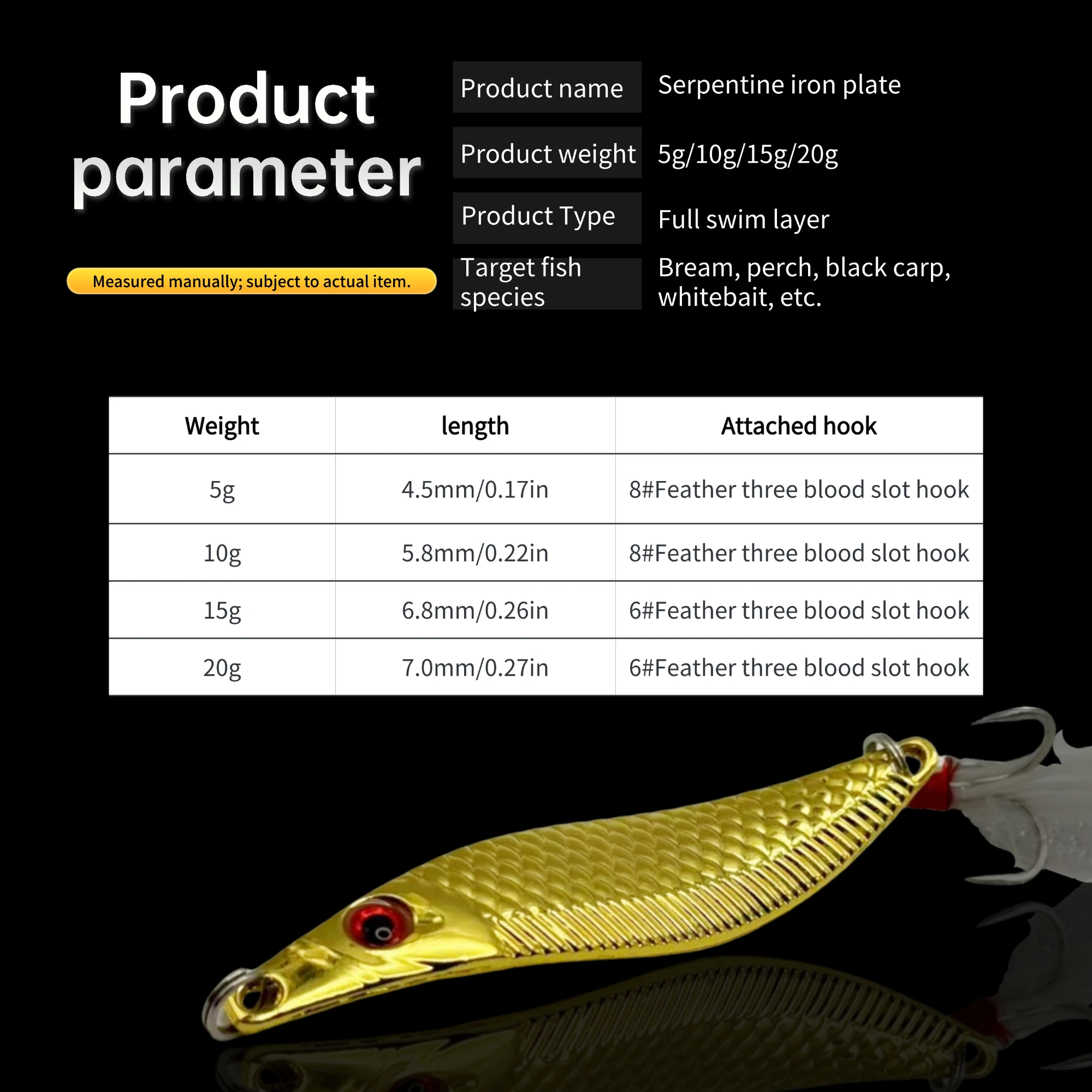 Placa de hierro flash en forma de pez, color aleteo, aleteo, caída, tiro lejano, bajo, tira blanca, juego de señuelos - imagen 2