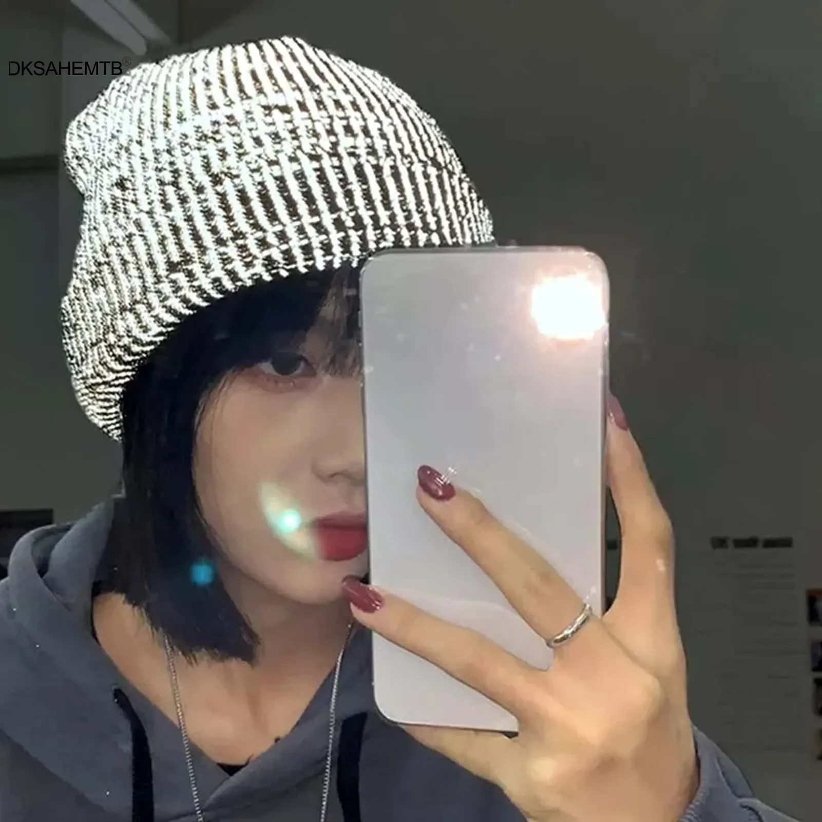 Gorro reflectante para ciclismo, gorro cálido de invierno para exteriores, para acampar, senderismo, viajes en bicicleta, gorro de punto cálido personalizado para hombres y mujeres - imagen 3