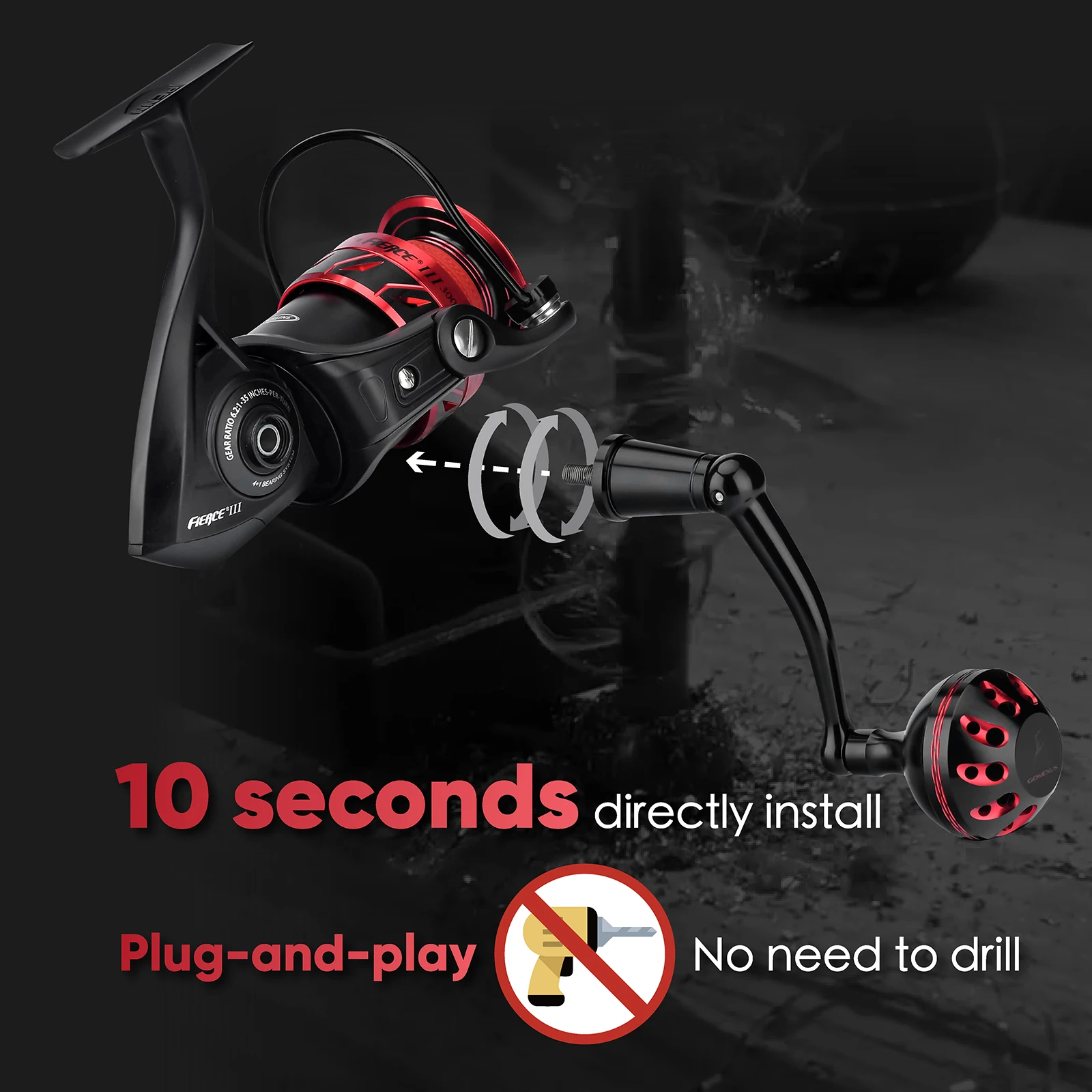 Manija de alimentación de aluminio Plug and Play Gomexus para Penn Fierce III y IV 1000-4000 y 8000 - imagen 2