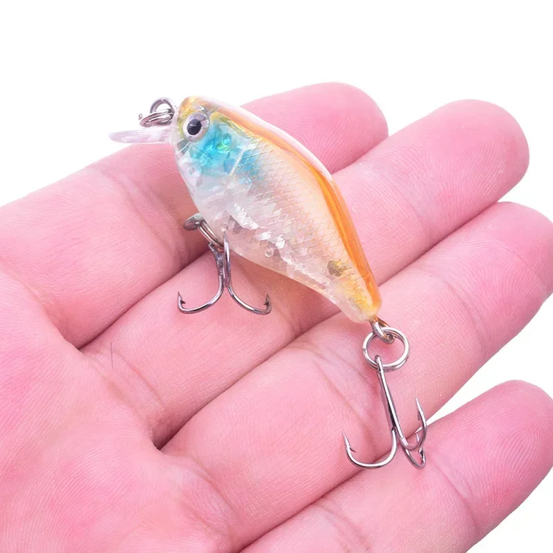 Señuelo de pesca con manivela Wobbler flotante, 4,5 cm, 4g, Minnow Topwater, cebo duro artificial, Crankbait para lubina, anzuelos triples, 1 ud. - imagen 4