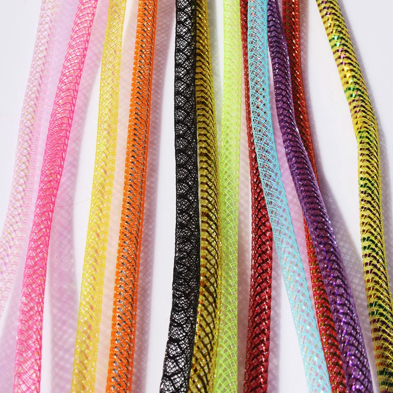 Wifreo-oropel holográfico de oro perla de 2 metros, tubo de Mylar, malla para atar moscas, cuerpo E Z, Material de pececillo, 8mm - imagen 3