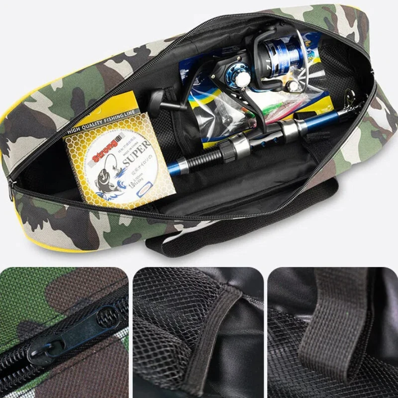 JSFUN 1 bolsa de caña de pescar portátil de gran capacidad impermeable Material EVA mochila de pesca para almacenamiento de caña de pescar - imagen 4