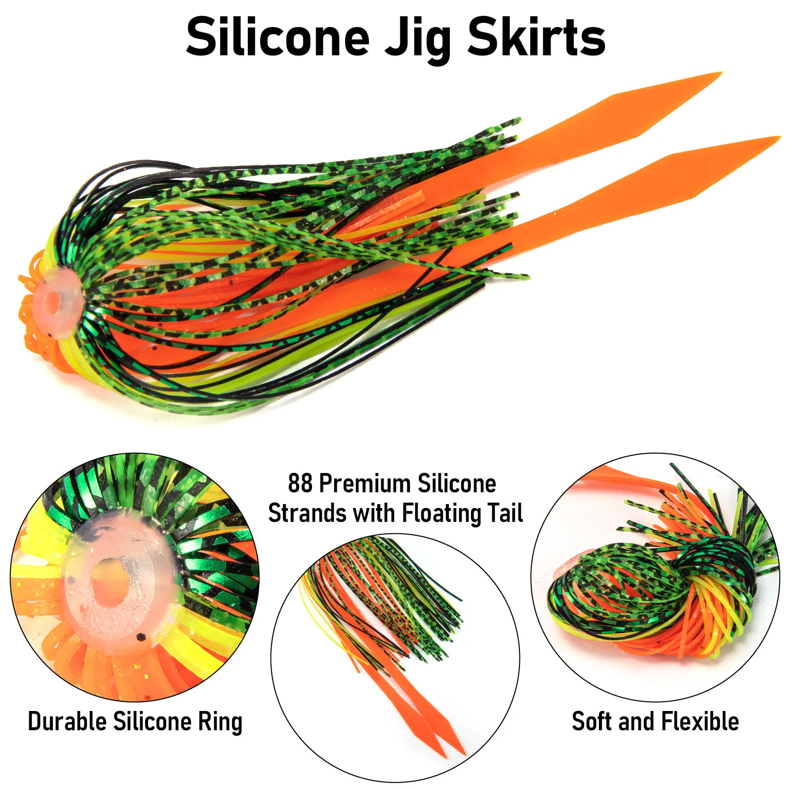 Faldas de plantilla de repuesto de 88 hebras con cola, faldas de paraguas de pesca de silicona para Spinnerbaits Buzzbaits Spinner, 3/5 Uds. - imagen 3