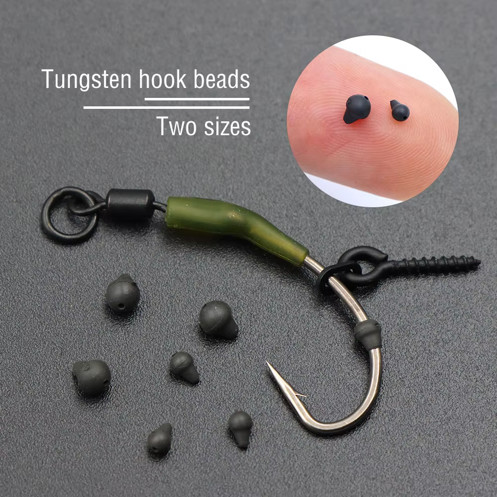 10 Uds. De cuentas de anzuelo de pesca de tungsteno, aparejo de pelo Ronnie, tapones de pesca, método alimentador, anzuelo, cebo, tornillo, cuentas de parada para aparejos de carpa