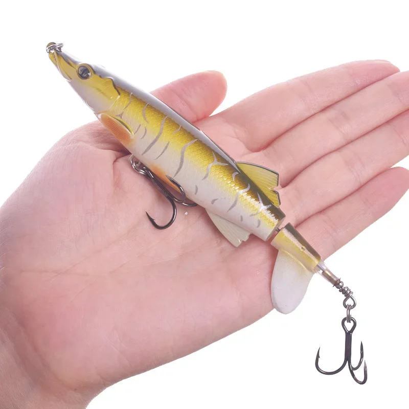 Señuelo de Pesca Topwater, 1 unidad, 13cm, 16g, cebo Artificial, cola giratoria dura y suave, aparejos de Pesca de Lucio, Geer Swimbait, Pesca