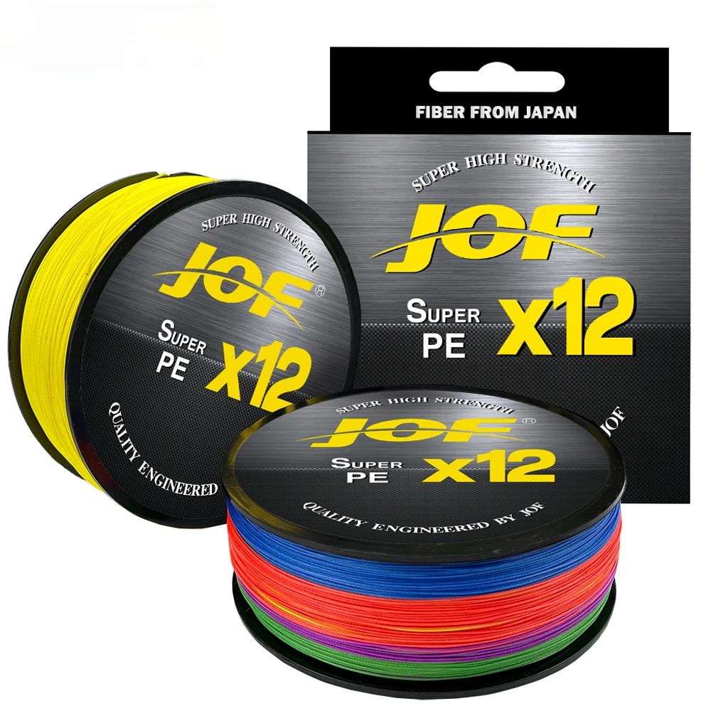 Línea de pesca JOF X12 de 500M, 12 hebras trenzadas de PE, alambre fuerte, multifilamento de 25-92lb, herramienta japonesa duradera para agua salada de mar, 11,3-41,8 kg - imagen 2