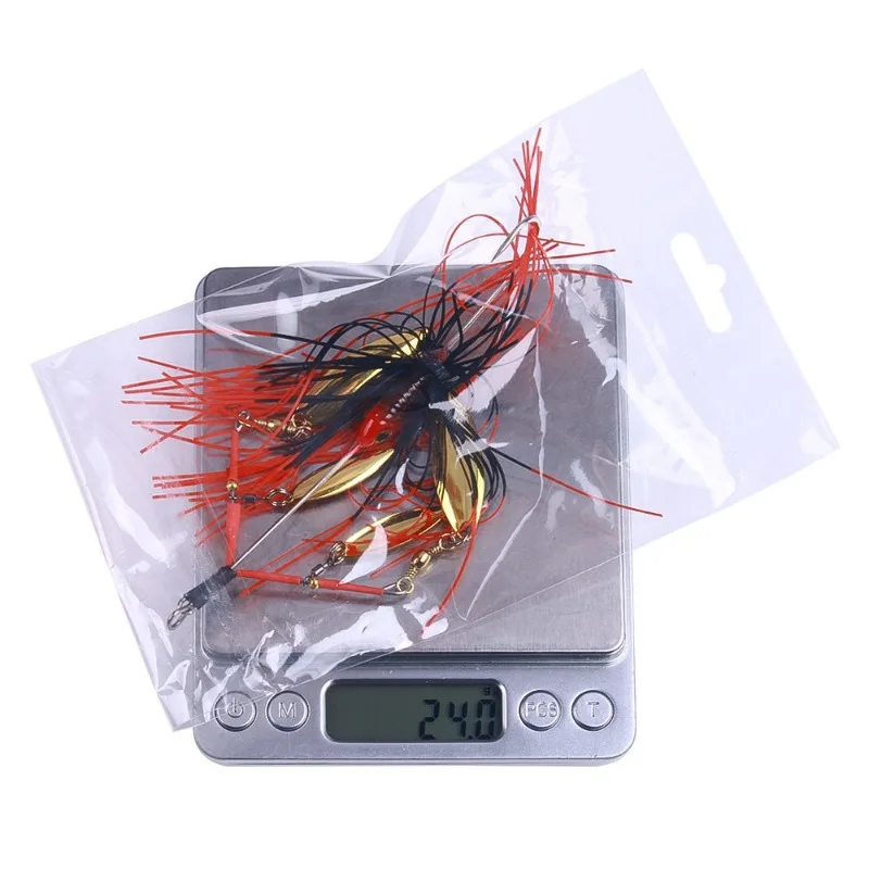 Juego de Señuelos de Pesca con alambre barbudo, Kit de señuelo biónico con lentejuelas giratorias, hoja de sauce, purpurina, suministros de pesca, 23g, 1 unidad - imagen 3