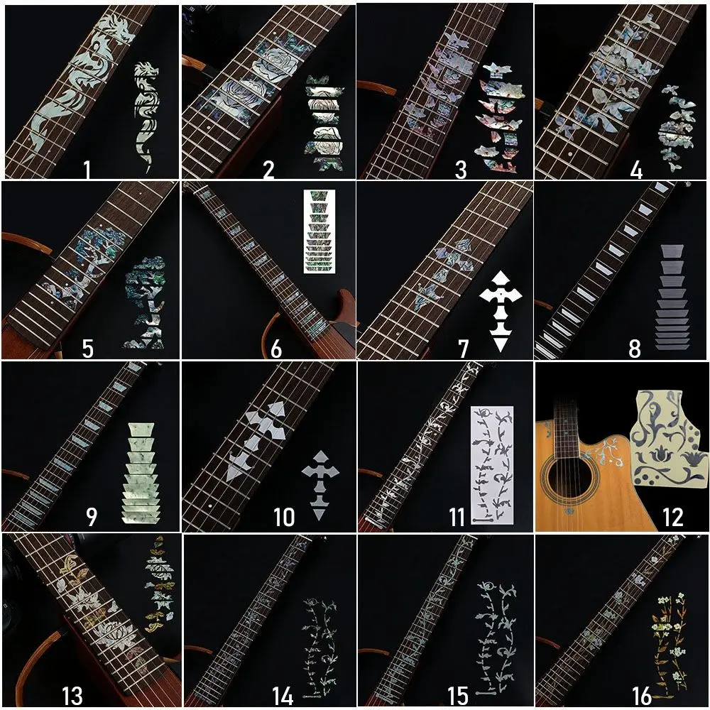 Nuevas piezas de Guitarra eléctrica, hermosas pegatinas ultrafinas, calcomanías con incrustaciones cruzadas, accesorios de Guitarra, pegatina para diapasón - imagen 5