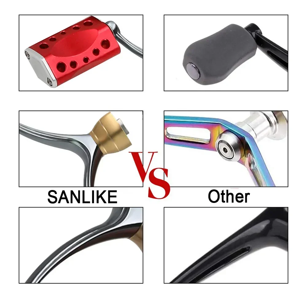 SANLIKE-mango de carrete de pesca de aluminio para carrete de tambor Daiwa y carrete de pesca Baitcasting, polea de doble brazo, accesorios de pesca - imagen 5